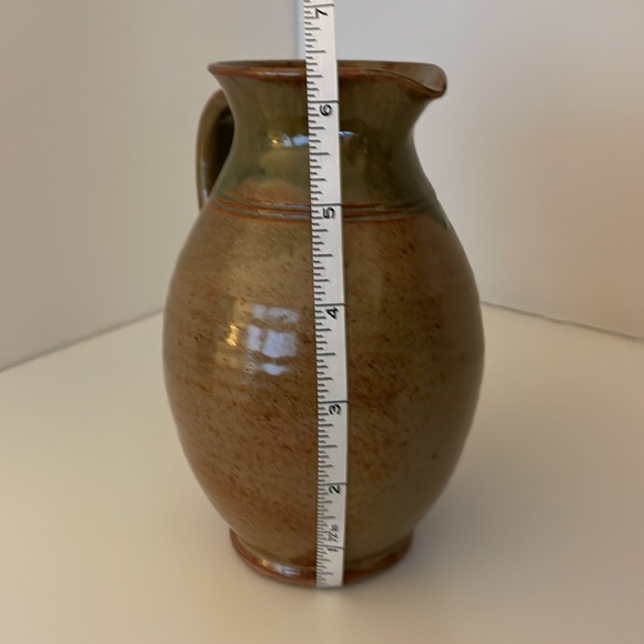 Sturbridge Village, handmade pitcher in browns and green with shiny glaze. Nice! - Picture 14 of 14
